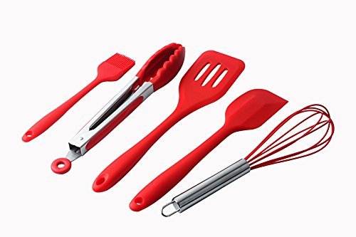 KITCHEN UTENSIL SET 5 IN 1 (Heat Resistant,Hygienic,Non Stick & Durable- Perfect for cooking or Baking- Red Colur) N2