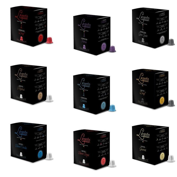 Legato Coffee & Espresso 90 Capsule Sampler Box - Nespresso Compatible ($0.39/capsule)