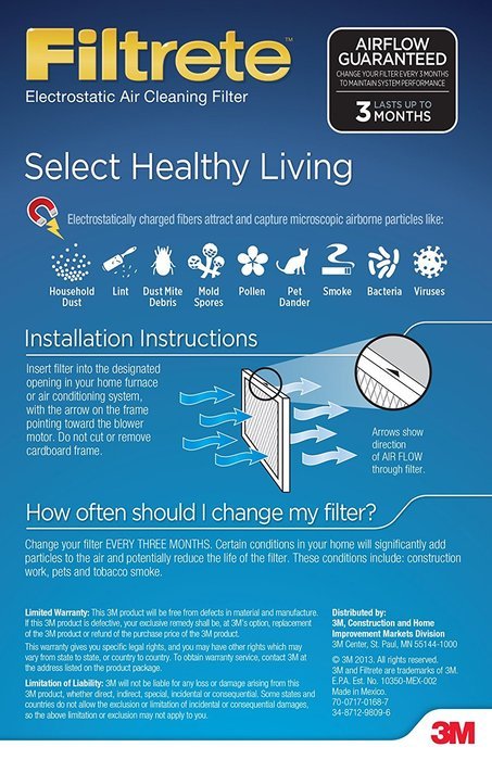 Filtrete Healthy Living Ultimate Allergen Reduction Filter, MPR 1900, 14 x 24 x 1-Inches, 6-Pack N6