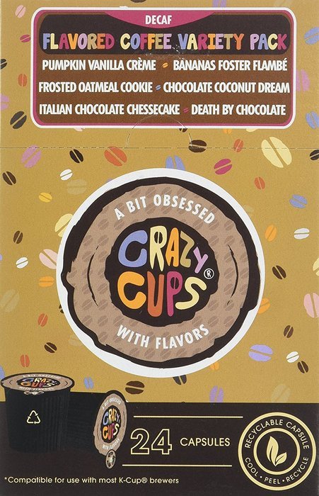 Crazy Cups Decaf Flavored Lovers Single Serve Cups for Keurig K Cups Brewer (24-Piece) N5