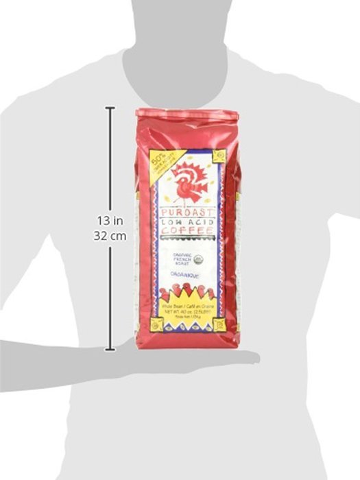 Puroast Low Acid Coffee Dark French Roast , Whole Bean, 2.5-Pound Bag N8