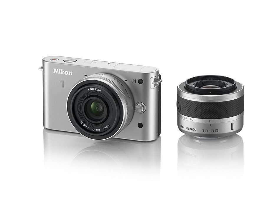 Nikon 1 J1 10.1 MP HD Digital Camera System with 10-30mm VR 1 NIKKOR Lens, 8 GB SD Card, and Case (White)
