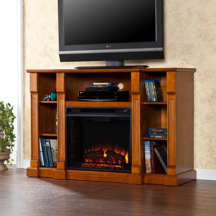 Kendall Electric Media Fireplace - Glazed Pine N17
