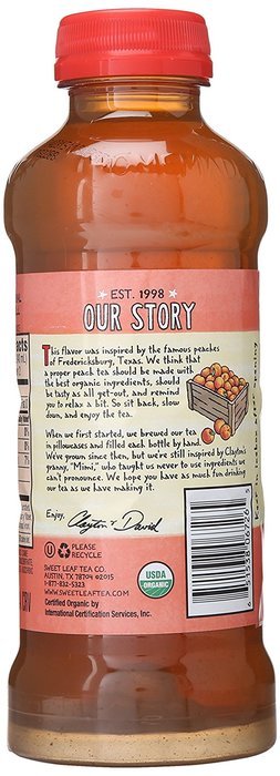 Sweet Leaf USDA-Certified Organic Iced Tea, Peach 16-ounce plastic bottles (Pack of 12) N5