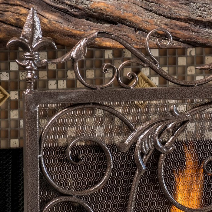 Darcie Black Brushed Gold Finish Wrought Iron Fireplace Screen