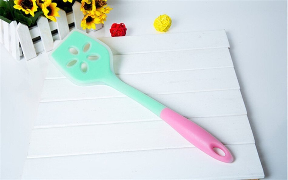 Silicon Spatula With Long Hand Grip Non-Stick Kitchen Necessary Cookware Parts Household. N3