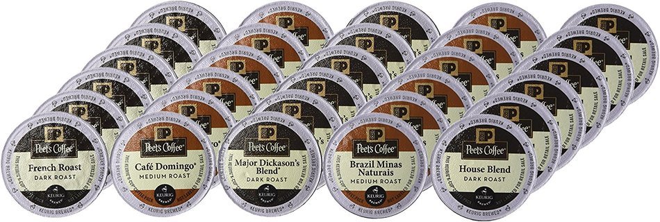 New! 30 K-cup Peets Coffee Sampler Variety Pack *No Decaf* (2014 Brazil Minas Naturais, Cafe Domingo, House Blend... N2