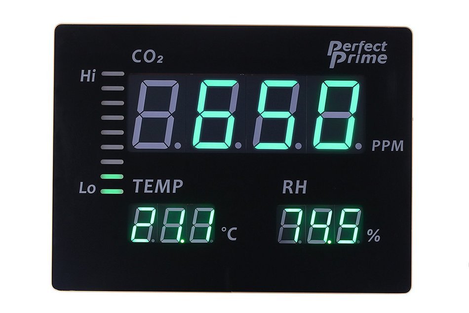 Perfect Prime CO2008 Carbon Dioxide CO2 Temperature Humidity Monitor Large LED Screen, Thermoemter/Hygrometer N2