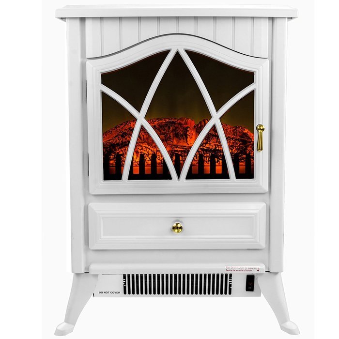 AKDY 16" Retro-Style Floor Freestanding Vintage Electric Stove Heater Fireplace AK-ND-18D2P (Pure White)