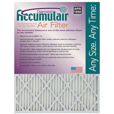 19.5x21x1 (Actual Size) Accumulair Diamond 1-Inch Filter (MERV 13) (4 Pack) N4
