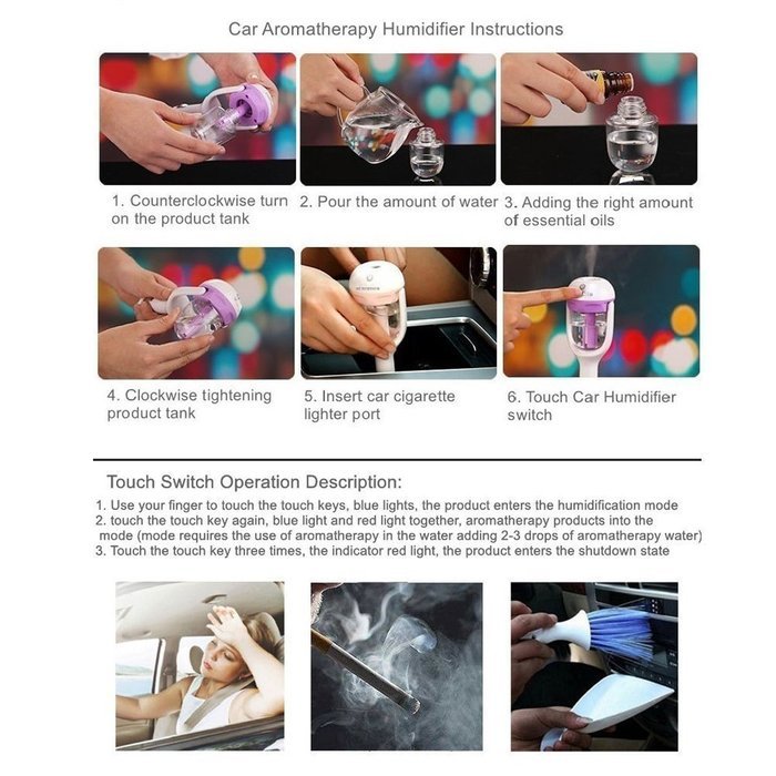 2 in 1 Car Humidifier & Aroma Diffuser, Megadream&reg; 180 Degree Rotation Mini Portable Mist Ultrasonic Essential... N9