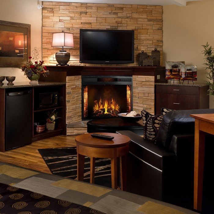 26 Inch Curved Ventless Electric Space Heater Built-in Recessed Firebox Fireplace Insert