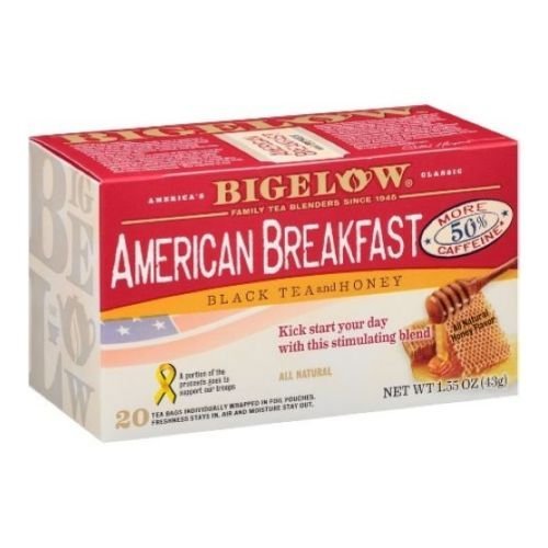 Bigelow American Breakfast Black Tea and Honey - 20 bags per pack -- 6 packs per case.