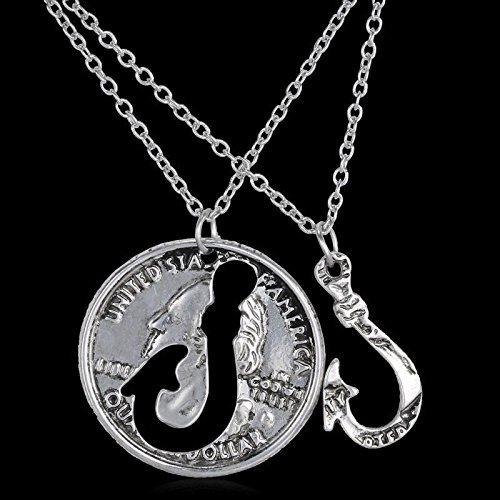 Jewelry 2PC Franklin Half Dollar Pair hook Coin Retro Necklace Pendant Charm Men N2
