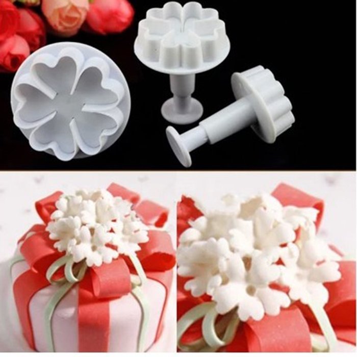 DUFUSTORE 3pcs x flowers shape Candy Jelly Fondant cake Decoration cookie tools Mold N7