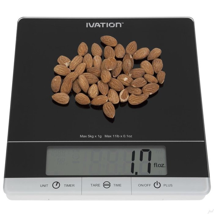 Digital Kitchen Scale w/Timer, Clock, Temperature & RH Levels &ndash; Provides Super Accurate Readings in Ounce, Fluid... N16