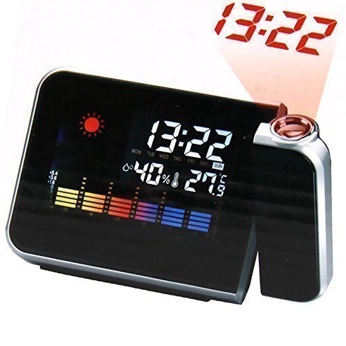 Areox Projection Digital Clock with LED Backlight Sleep Time Indoor Temperature /Humidity Display Bedside Alarm...