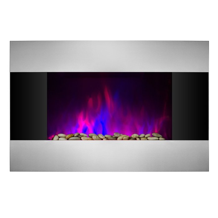 AKDY 36" Tempered Glass Stainless Steel Wall Mount Type Adjustable Flame LED Backlight Electric Fireplace Stove... N2