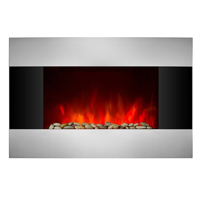 AKDY 36" Tempered Glass Stainless Steel Wall Mount Type Adjustable Flame LED Backlight Electric Fireplace Stove... N3