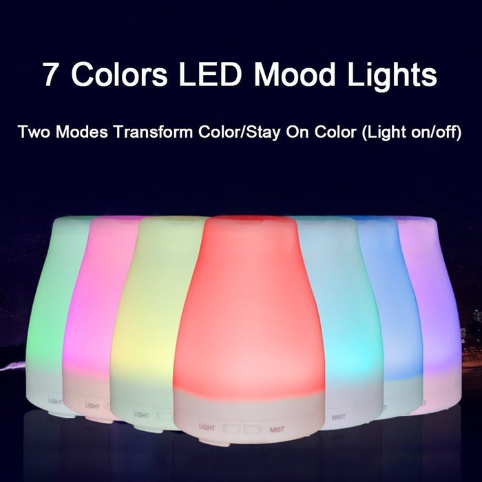 100ml Aromatherapy Essential Oil Diffuser - Portable Cool Mist Ultrasonic Humidifier with 7 Color Changing LED... N2