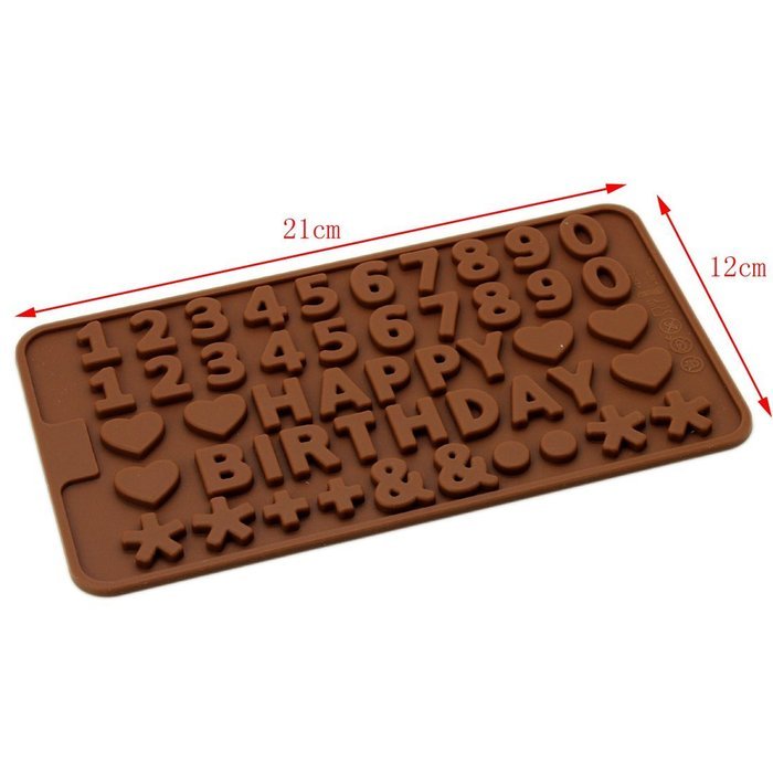 DUFUSTORE Chocolate Cake Candy Baking Silicone Bakeware Mould Number Letter Pattern Random Color N2