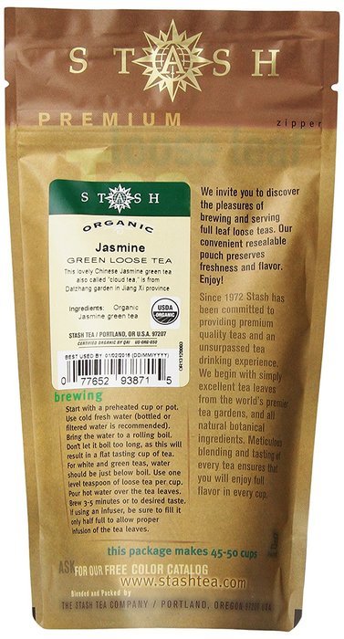 Stash Tea Organic Jasmine Green Loose Leaf Tea, 3.5 Ounce Pouch N2