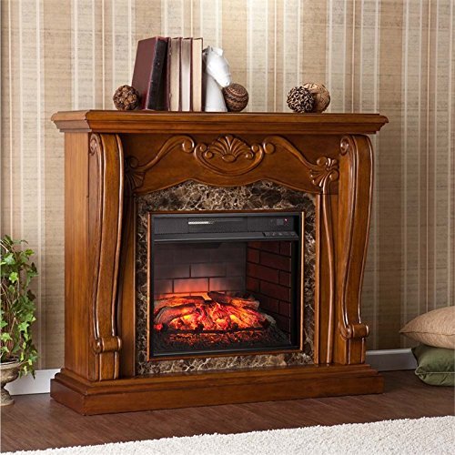 Southern Enterprises Cardona Infrared Electric Fireplace in Walnut