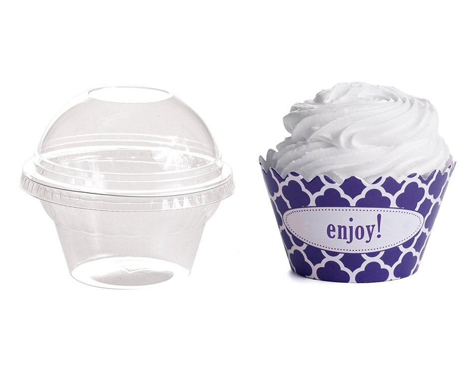 Dress My Cupcake Personalized Favor Dome Containers with Wrappers DIY Kit, Spanish Tile, Quatrefoil, Enjoy, Set...