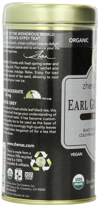 Zhena's Gypsy Tea, Earl Greater Grey, 22 Count Tea Sachets N3