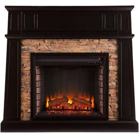 Remington Entertainment Media Center Stand Indoor Electric Heater Fireplace with Faux Stone, for Tv's up to 42...
