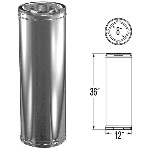 8'' x 36'' DuraPlus Stainless Steel Chimney Pipe - 9217SS N2