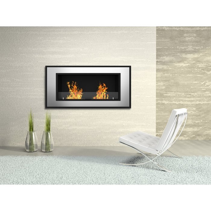 Elite Flame Tulsa Ventless Bio Ethanol Recessed or Wall Mounted Fireplace N3