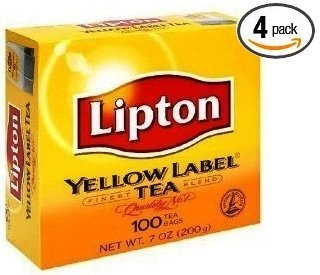 Lipton Yellow Label Tea Bags 100ct (Pack of 4)