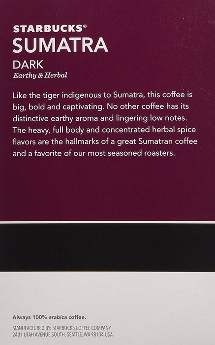 Starbucks Sumatra Dark Roast Coffee Keurig K-Cups, 96 Count N5