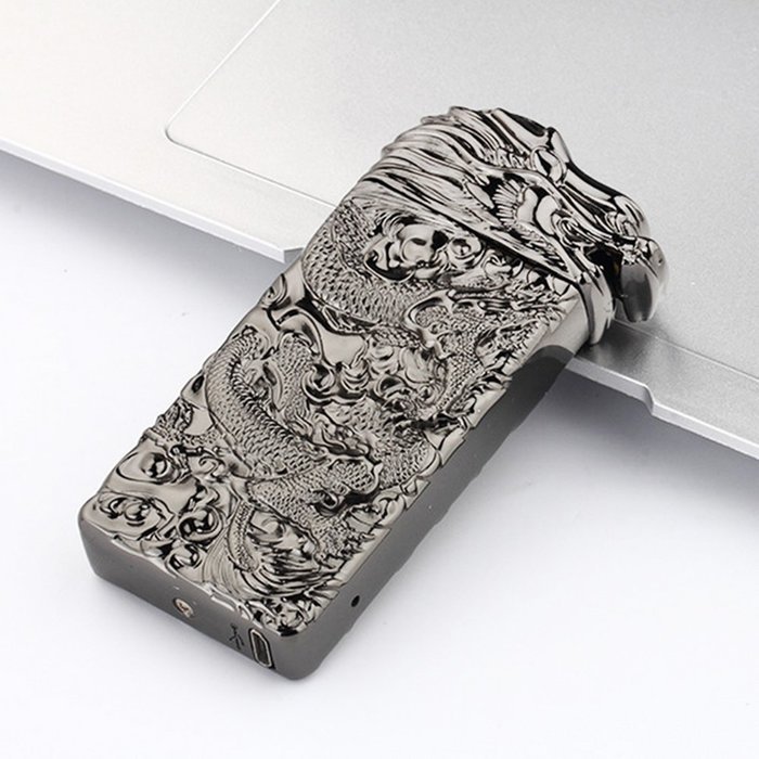 MeanHoo Portable High-end Metal Retro Draon electronic lighters Usb Rechargeable flameless windproof cigar usb...