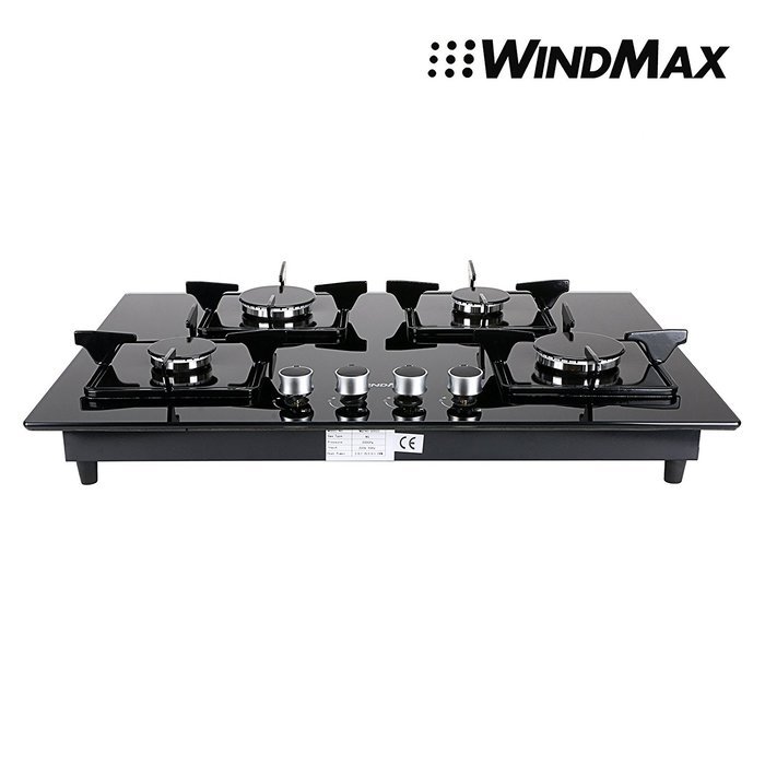 Euro Style 28" Black Glass 4 Burner Built-In Stove NG Natural Gas Cooktop Cooker N2