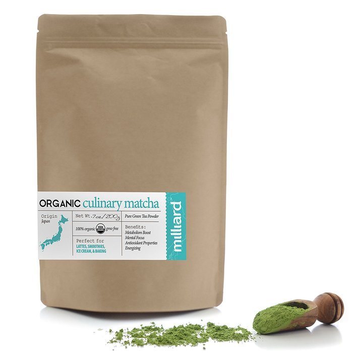 Milliard Organic Matcha Green Tea Powder (100g/3.5oz) Culinary Grade, GMO Free Japanese Energy Booster