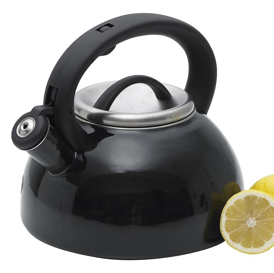 Creative Home Rio Whistling Enamel on Steel Tea Kettle, 2.8-Quart, Red