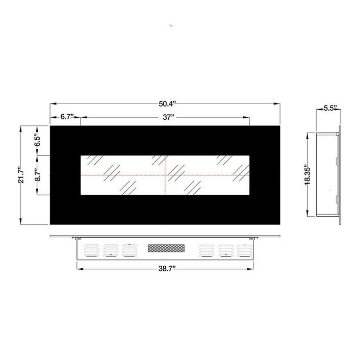 Gibson Living Liberty 50 Inch Electric Wall Mounted Fireplace in Black