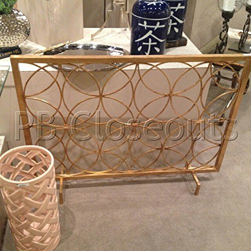 Venn Circles Fireplace Screen Antique Gold Flat Panel Modern Fire Screen N2