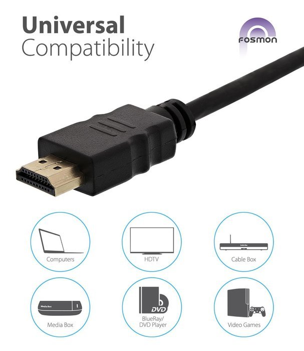 HDMI Cable, HDMI Cable 10 FT, Fosmon Gold-Plated High Speed HDMI Cable [4K Resolution | Support 3D | Ethernet... N9