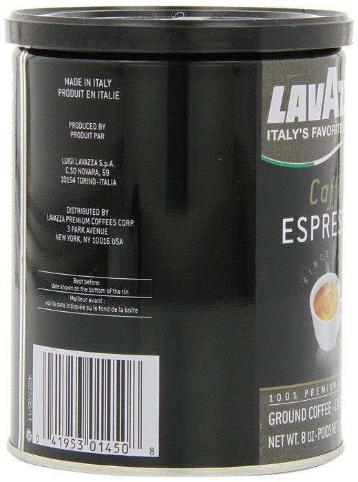 Lavazza Caffe Espresso - Medium Ground Coffee, 8-Ounce Cans (Pack of 4) N5