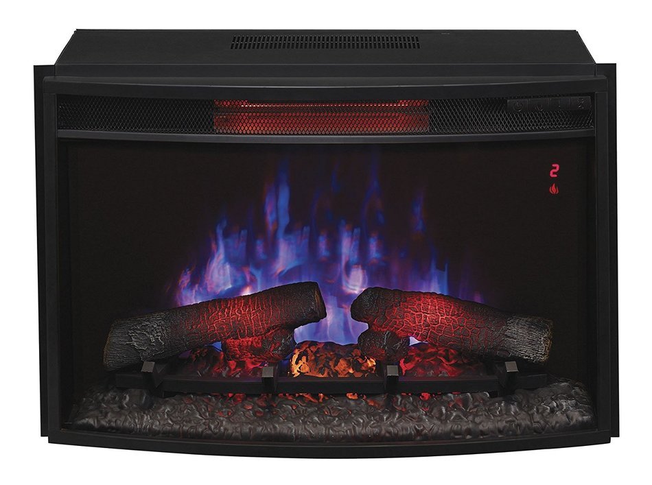 ClassicFlame 25EF031GRP 25" Curved Electric Fireplace Insert with Safer Plug N2