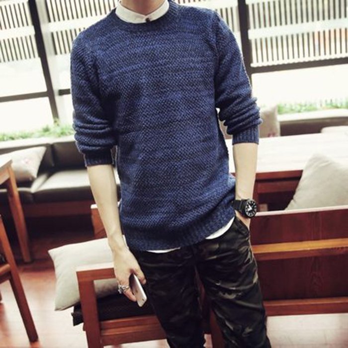 Spritech(TM) Men's Fashion Comfort Autumn Knitting Round Neck Pullover Sweater Coffee XL