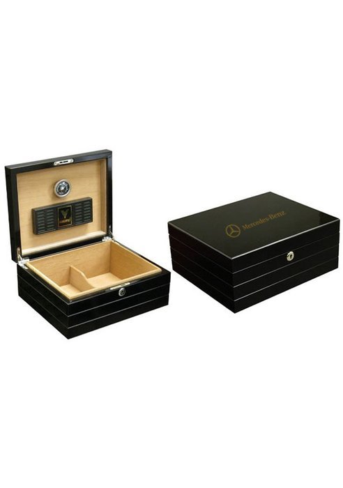 Mercedes Benz Black Cigar Humidor with Hygrometer