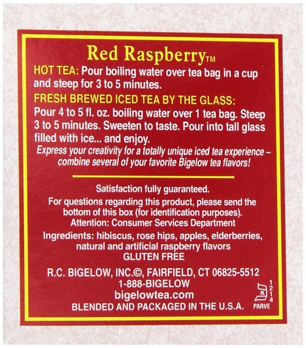Bigelow Red Raspberry Tea Bags - 20 ct N5