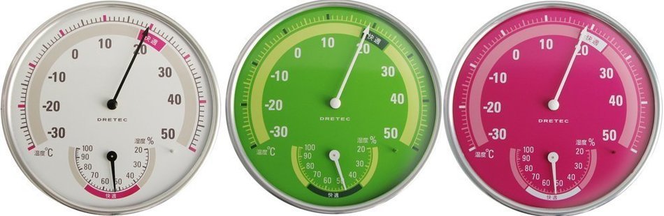 DRETEC analog temperature and humidity meter white O-310WT N2