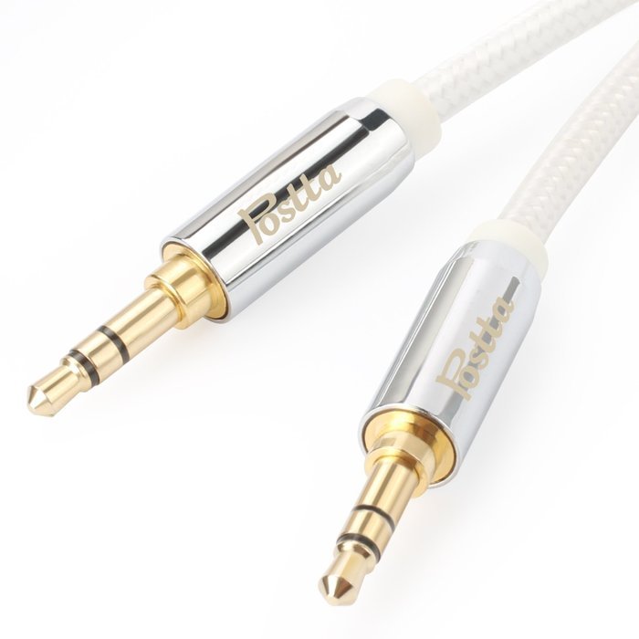 Postta 3.5MM Braided Stereo Audio cable(6 Feet)Dual-shielding Male to Male AUX Cable for car stereos,Smartphones... N8