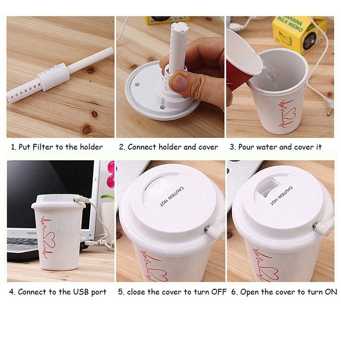 Doulex N3W3P002 USB Cup Humidifier Portable Simple Desk Humidifier Clean Filter (+ L size Filter (3ea), Star) N4