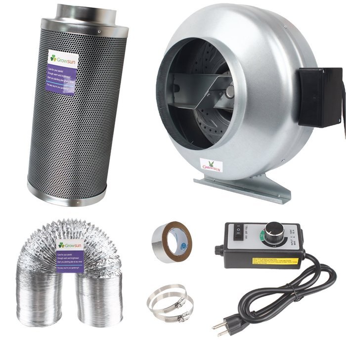 Growsun Low Noise and Efficient Odor Removal 8 Inch Inline Fan Carbon Filter Fan Combo Suitable for Grow Tent... N3